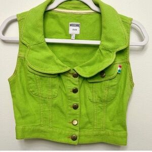 Moschino Jeans vintage neon lime green cropped vest